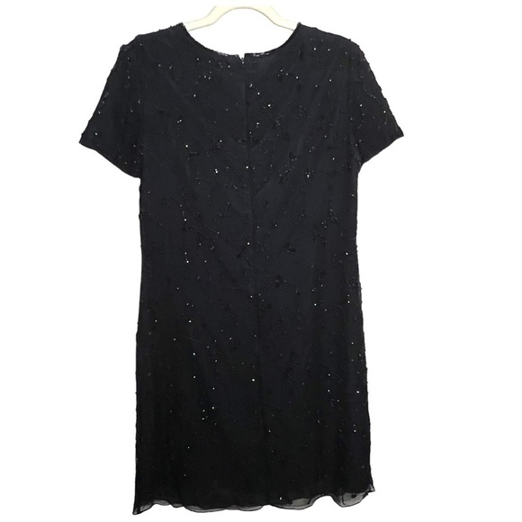 Talbots Vintage Silk Beaded Shift Dress Fully Lined Black Size 10 - Picture 4 of 8